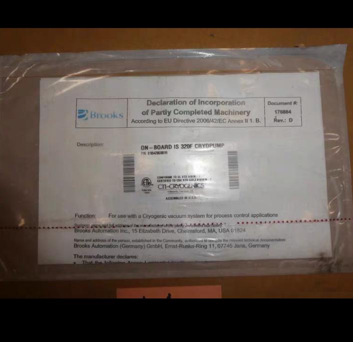 CTI-Cryogenics 8185428G001R On-Board IS 320F Cryopump 10 16