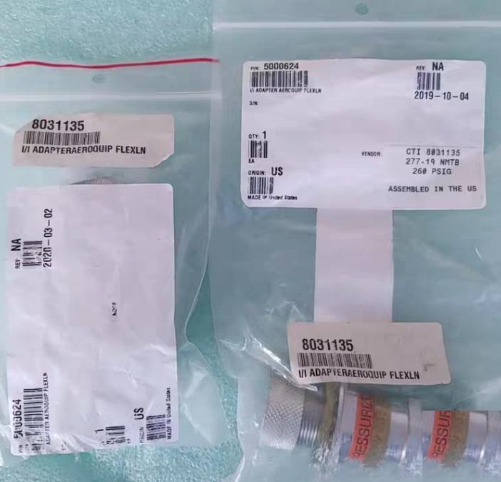 CTI 8031135 HELIUM ADAPTOR UNION 3 4 5400-S2-8 260 PSIGAEROQUIP PARKER EATON5000624Ulvac
