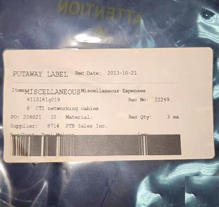 CTI 8115161 CABLE NETWORK TERM I F FOR ON-BOARD CRYO BITBUSAMAT 0620-01254 8115161G030 AMAT 0620-01255 8115161G040
