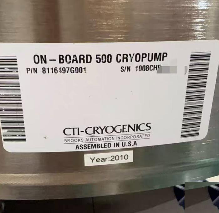 CTI OB 500 8116497G001 Pumping Speeds - liters sec Water Vapor 30 000Air 10 000Hydrogen 12 000Argon 8 400Capacity - std literArgon 6 000Hydrogen 5x10-6 Torr 45Nominal Regeneration Time cold to cold Both Stages 3 8 hrs