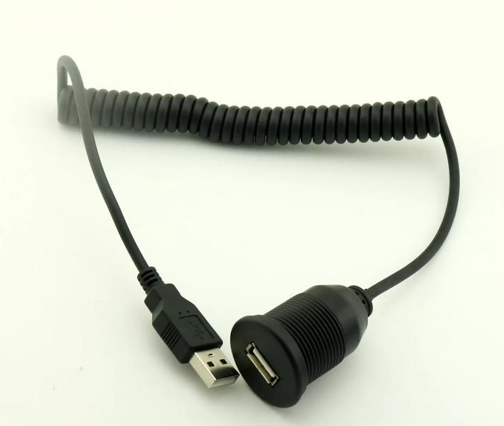 Car Dashboard Flush Mount USB 2 0 Socket Extension Lead Panel Coiled Cable 5ft