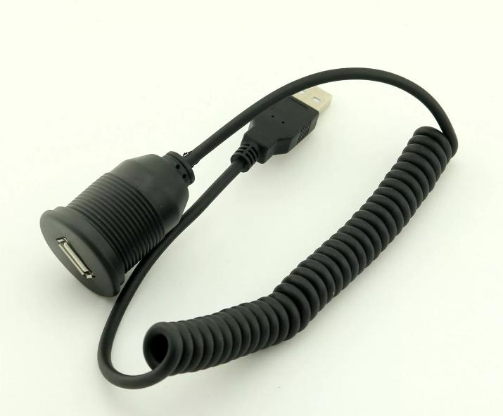 Car Dashboard Flush Mount USB 2 0 Socket Extension Lead Panel Coiled Cable 5ft