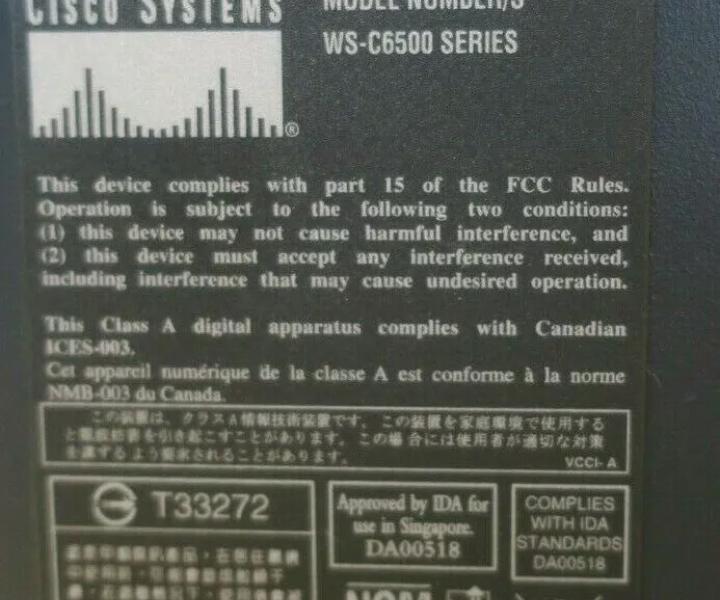 WS-C6509-E SUP720-3B X6748-GE-TX X6716-10GE X6704-10GE
