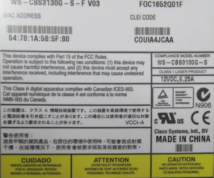 WS-CBS3130G-S-F 3130G M1000E GX227