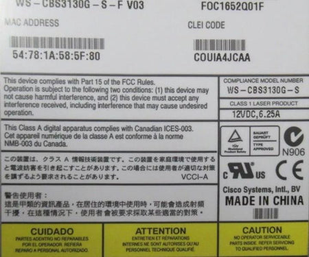 WS-CBS3130G-S-F 3130G M1000E GX227