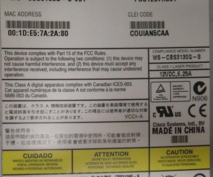 WS-CBS3130G-S 3130G M1000E JR253