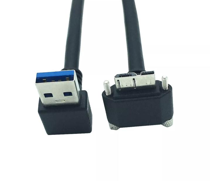 Down Angle USB 3 0 A Male to Micro 3 0 Male Screw Lock Data Sync Charging Cable