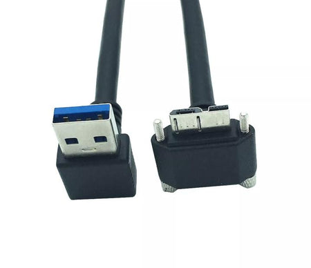 Down Angle USB 3 0 A Male to Micro 3 0 Male Screw Lock Data Sync Charging Cable