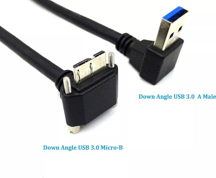 Down Angle USB 3 0 A Male to Micro 3 0 Male Screw Lock Data Sync Charging Cable