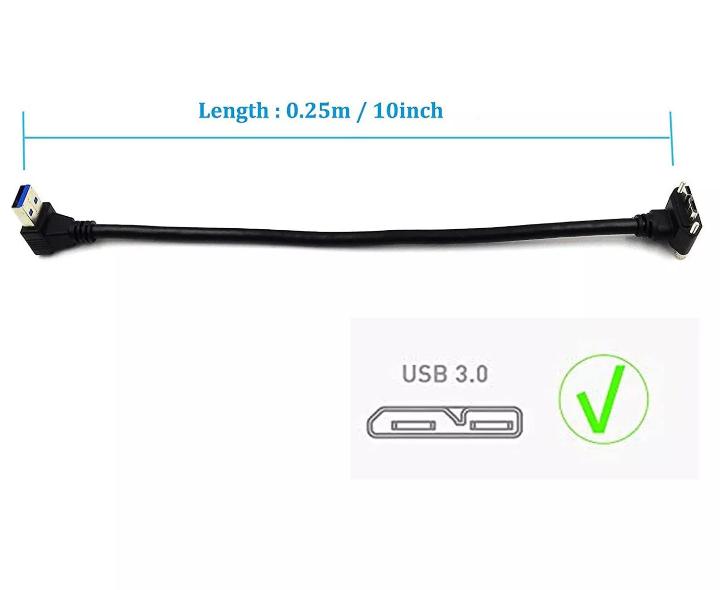 Down Angle USB 3 0 A Male to Micro 3 0 Male Screw Lock Data Sync Charging Cable
