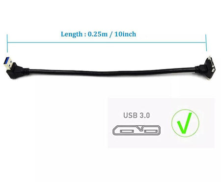 Down Angle USB 3 0 A Male to Micro 3 0 Male Screw Lock Data Sync Charging Cable