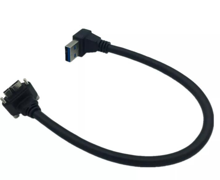 Down Angle USB 3 0 A Male to Micro 3 0 Male Screw Lock Data Sync Charging Cable
