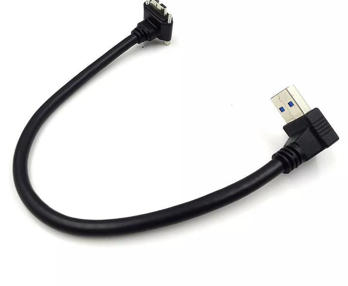 Down Angle USB 3 0 A Male to Micro 3 0 Male UP Angle Screw Lock Data Sync Cable