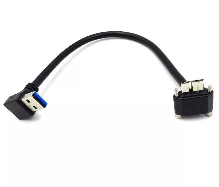 Down Angle USB 3 0 A Male to Micro 3 0 Male UP Angle Screw Lock Data Sync Cable