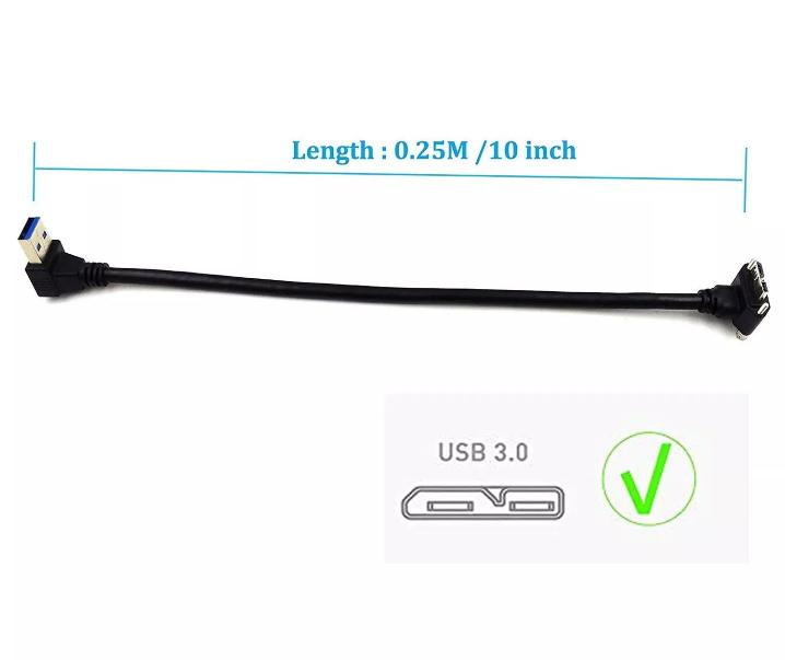 Down Angle USB 3 0 A Male to Micro 3 0 Male UP Angle Screw Lock Data Sync Cable