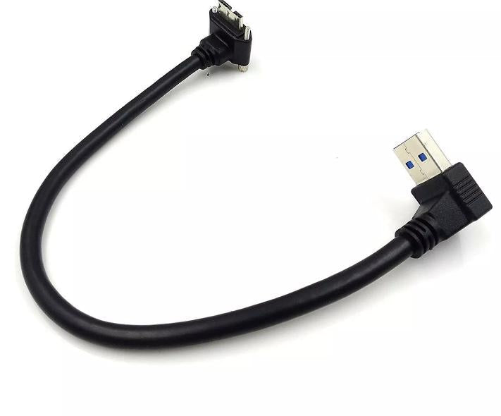 Down Angle USB 3 0 A Male to Micro 3 0 Male UP Angle Screw Lock Data Sync Cable