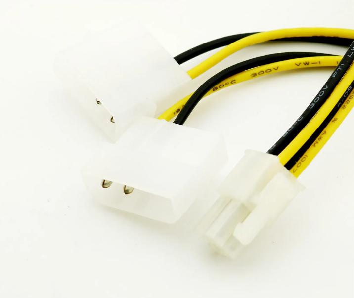 Dual 4 Pin Molex IDE Male to ATX P4 12V CPU PSU Power Supply Adapter Cable Cord