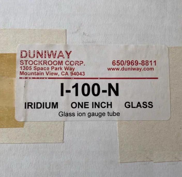 Duniway Stockroom 1 Iridium Glass Ion Gauge Tube I-100-N 8 10