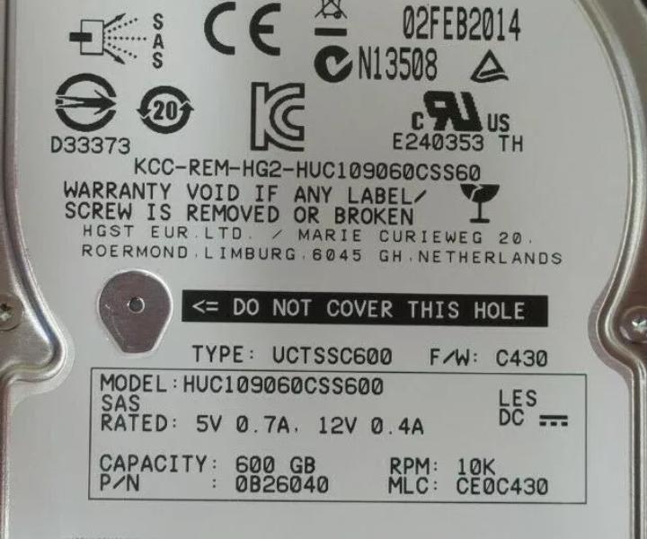 Hot-Plug V6-2S10-600 005049804 600GB