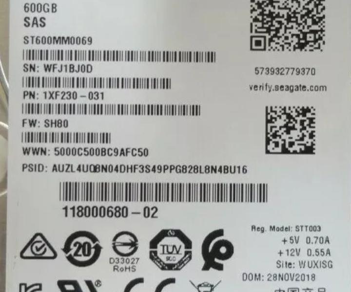Hot-Plug V2-2S10-600 005052957 600GB