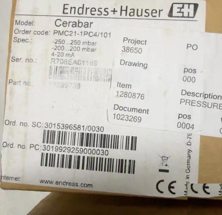 ENdress Hauser PMC21-10K6 0 -100-100m ba r 2 PMC21-1PC4 101 -200-200mbar1 PMC21-2JP1 115 -1-4bar 1
