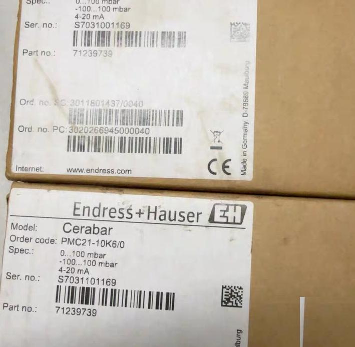 ENdress Hauser PMC21-10K6 0 -100-100m ba r 2 PMC21-1PC4 101 -200-200mbar1 PMC21-2JP1 115 -1-4bar 1