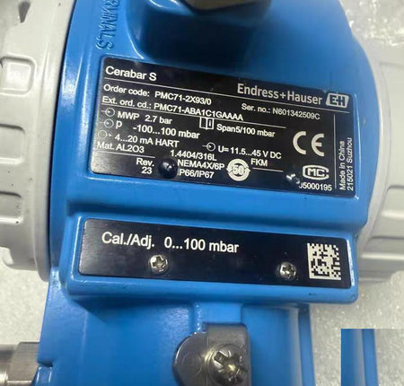 E H Endress Hauser PMC71--2X93 0 -100-100mbar PMC71-181M 1X2 -1000-1000mbar 11 5-48VDC