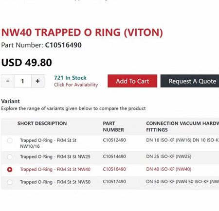Edwards C10516490 Edwards Trapped Centering O-Ring KF-40 NW-40 Stainless Steel Fluoroelastomer Viton® PN C10516490