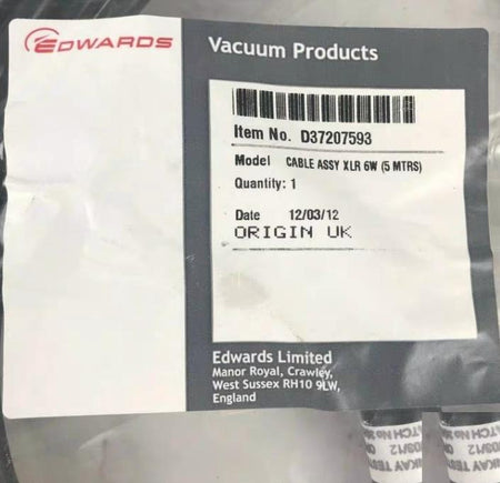 Edwards D37207593 Cable Assy XLR 6W 5 MTRS 1
