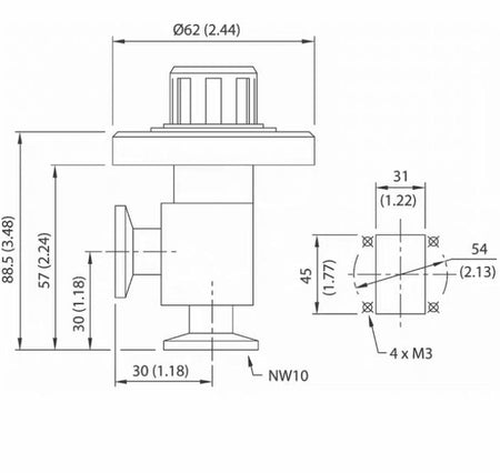 Edwards LV10K C37102000 Fine Control Needle Valve KF10 NW10 body aluminum seat brass filter brass 1