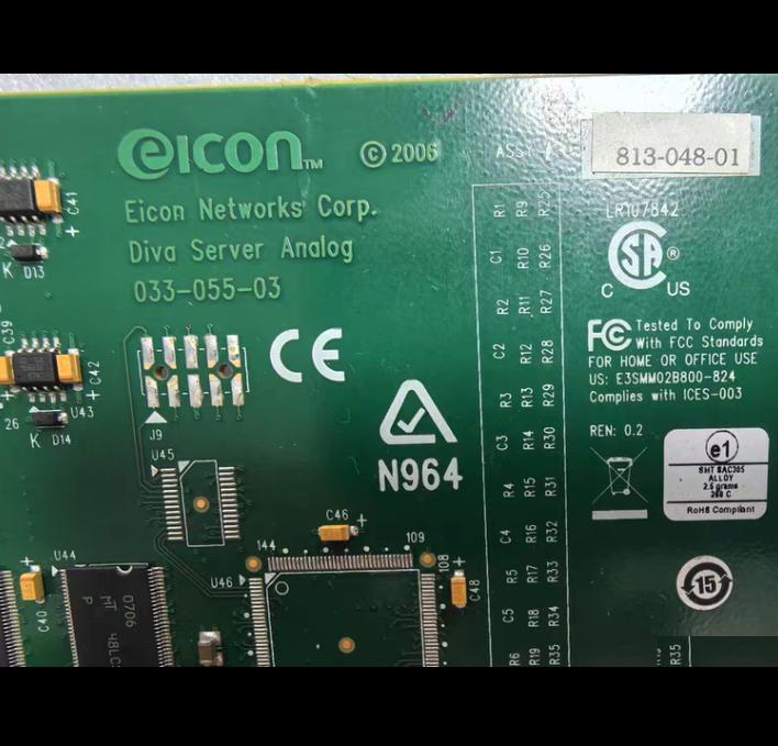 Eicon Diva Server Analog N964 033-055-03 2006 - 033-055-03- - 2006 - Eicon Networks Corp - 0803-015- CE - FCC 6
