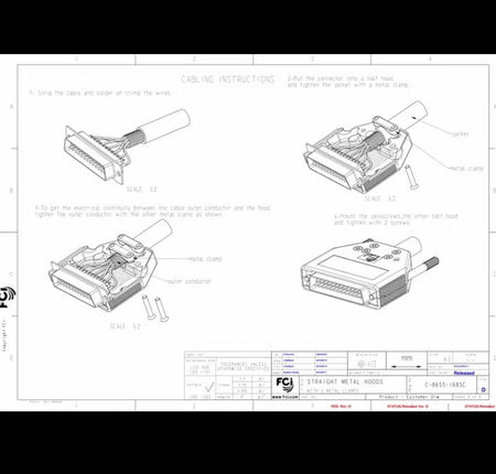 FCI 25 25 Amphenol Communications Solutions 8655MH Series Die Cast Zinc Straight D-Sub Backshell 25 Way Strain ReliefAmphenol FCI 8655MH 25 D-sub 8655MH2511LF