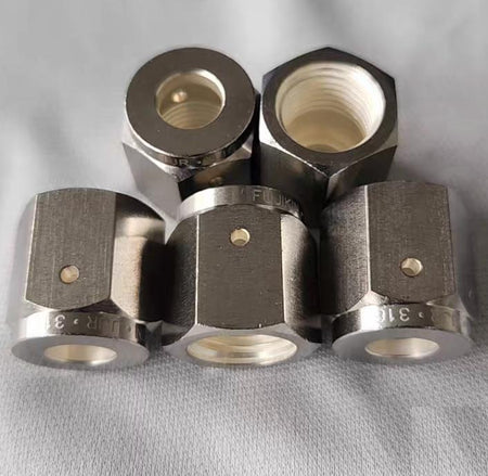 FUJIKIN UJR-6 35N 1 4 NUT F-NUT 199 Fujikin UJR-6 35N Auto Weld Union Long Nut 316 SS 1 4 FVCR