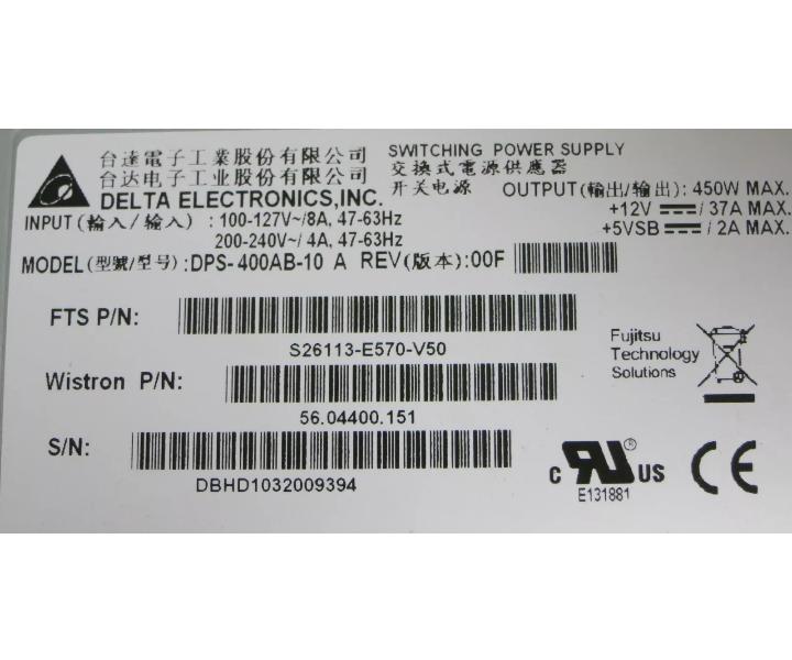 Fujitsu-Siemens S26113-E570-V50 RX200 450w A3C4012110