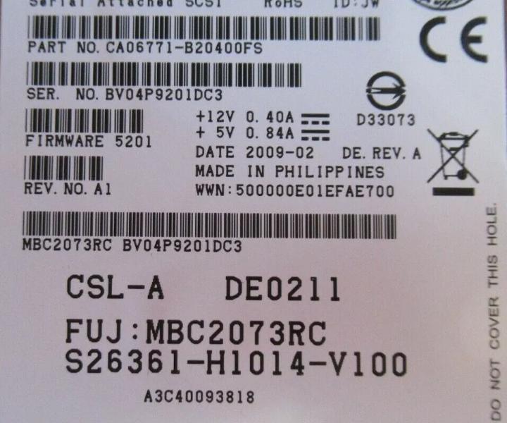 S26361-H1014-V100 73GB A3C40093818