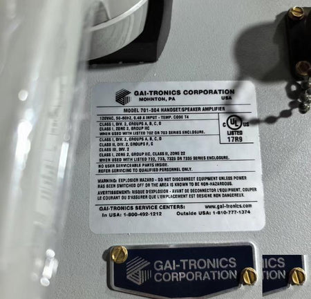 GAI-TRONICS 701-304 120VAC Class I Div 2 Groups A B C D