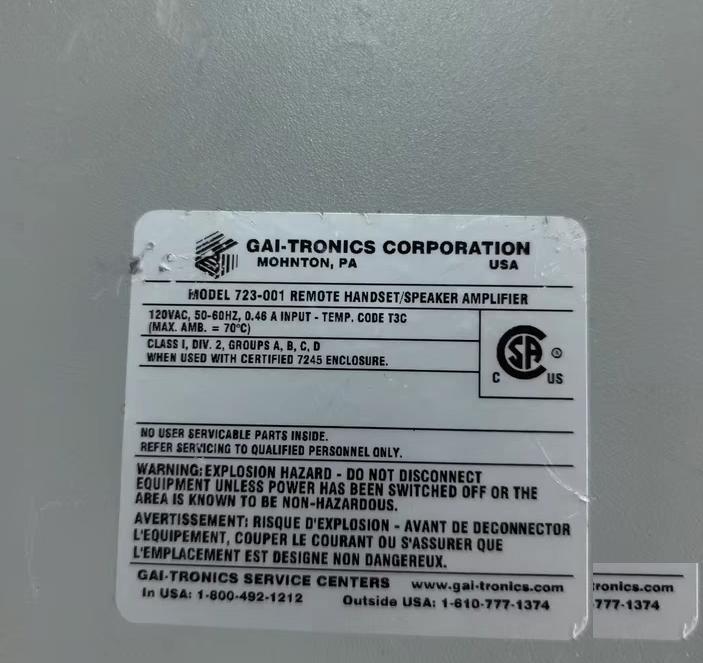 GAI-TRONICS 723-001 120VAC