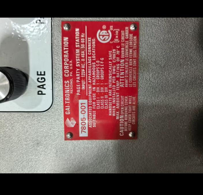 GAI-TRONICS 7805-001 120V AC 70℃ 5
