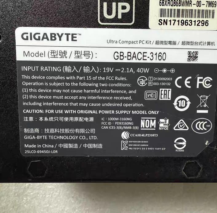 Gigabyte GB-BACE-3160 win7 J3160 NUC