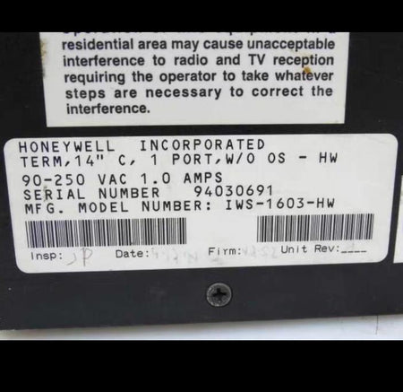 HONEYWELL IWS-1603-HW