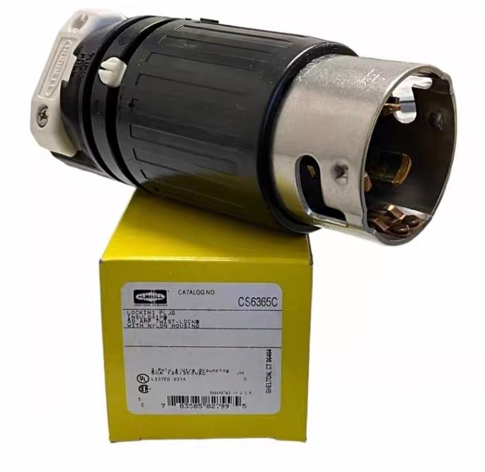 HUBBELL CS6364C CS6365C Hubbell Wiring Device-Kellems CS6364C Twist Locking Receptacle 50A 125 250V 3 Pole 4 Wire Nylon Insulgrip Series