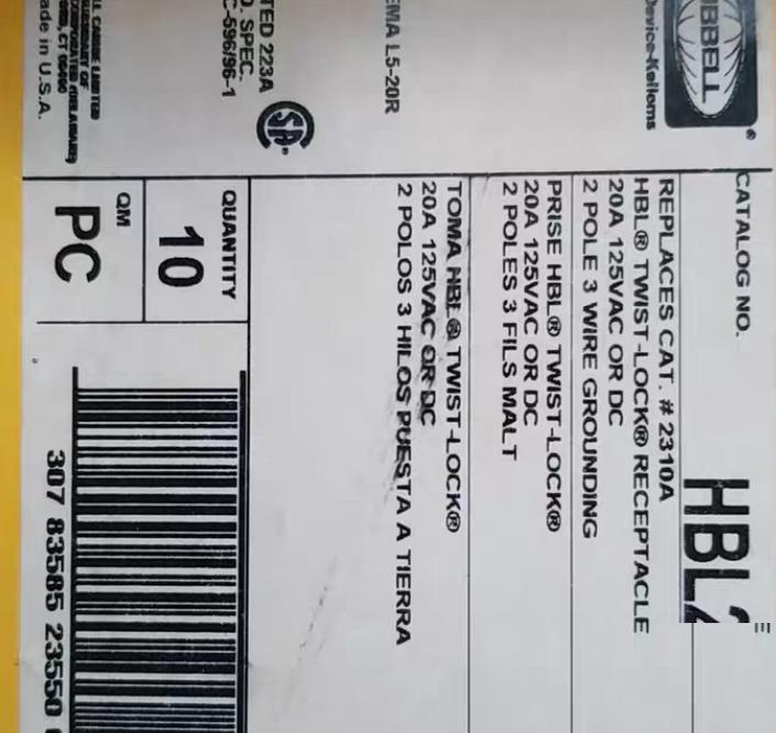 HUBBELL HBL2310 HBL2311 HBL2313 HBL2316 20A 125V