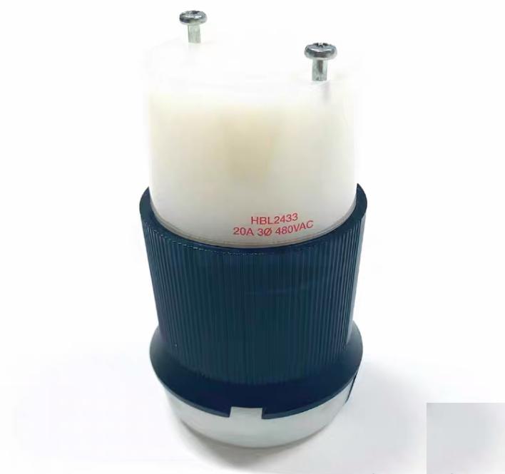 HUBBELL HBL2433 Locking Connector 20 amp 3 Phase 480V L16-20R Black and White