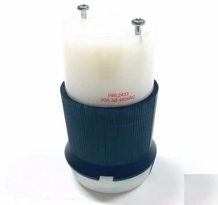 HUBBELL HBL2433 Locking Connector 20 amp 3 Phase 480V L16-20R Black and White