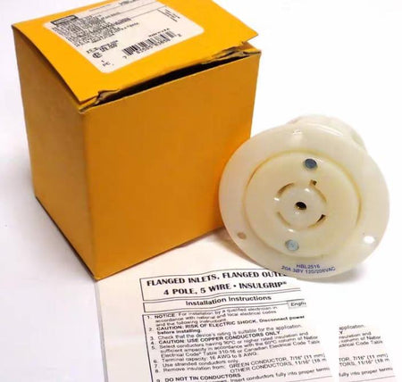 HUBBELL HBL2516 TWIST-LOCK FLANGED RECEPTACLE 20A 120 208Vac 4-POLE 5-WIRE8 10