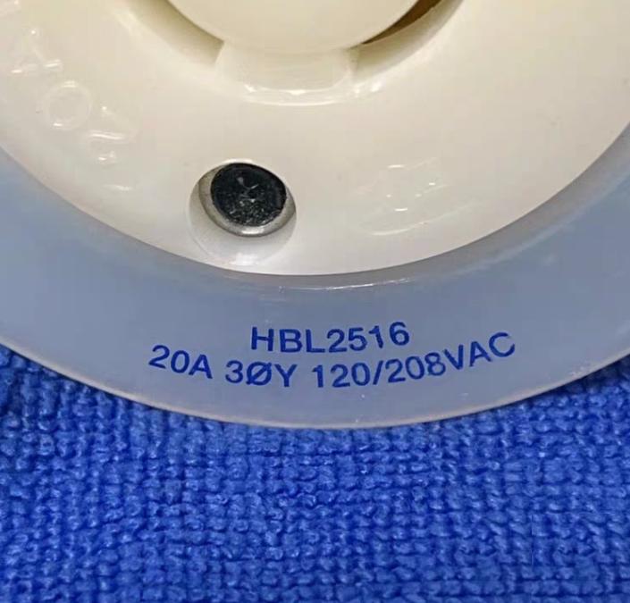 HUBBELL HBL2516 TWIST-LOCK FLANGED RECEPTACLE 20A 120 208Vac 4-POLE 5-WIRE8 10