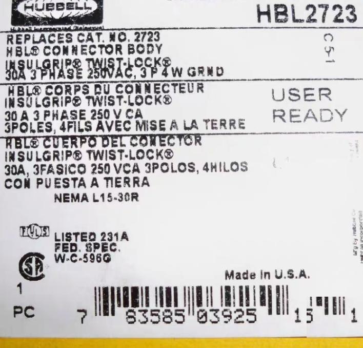 HUBBELL HBL2710 12 HBL2711 HBL2713 HBL2715 HBL2720 HBL2721 10 HBL2723 24 HBL2725 HBL2726 6 HBL2730 6 HBL2733 1 HBL2736 2 HBL2745 2 30A 125 250V 250V 3ph