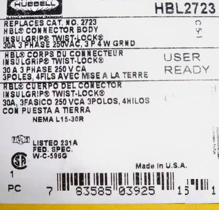 HUBBELL HBL2710 12 HBL2711 HBL2713 HBL2715 HBL2720 HBL2721 10 HBL2723 24 HBL2725 HBL2726 6 HBL2730 6 HBL2733 1 HBL2736 2 HBL2745 2 30A 125 250V 250V 3ph