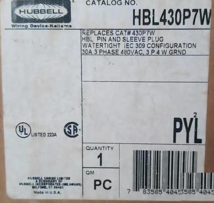 HUBBELL HBL430P7W 30A 480V 6
