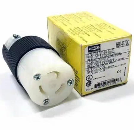 HUBBELL HBL4779C Locking Devices Twist-Lock® Industrial Female Connector Body 15A 277V AC 2-Pole 3-Wire Grounding L7-15R Screw Terminal Black and White